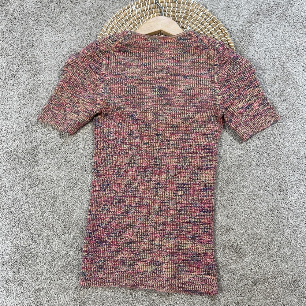 Anthropologie Moth Women’s Spacedye Ribbed Knit Shortsleeve Top Multicolor M - Picture 5 of 9